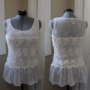 Monoreno Shirt Crochet Knit Tank Top